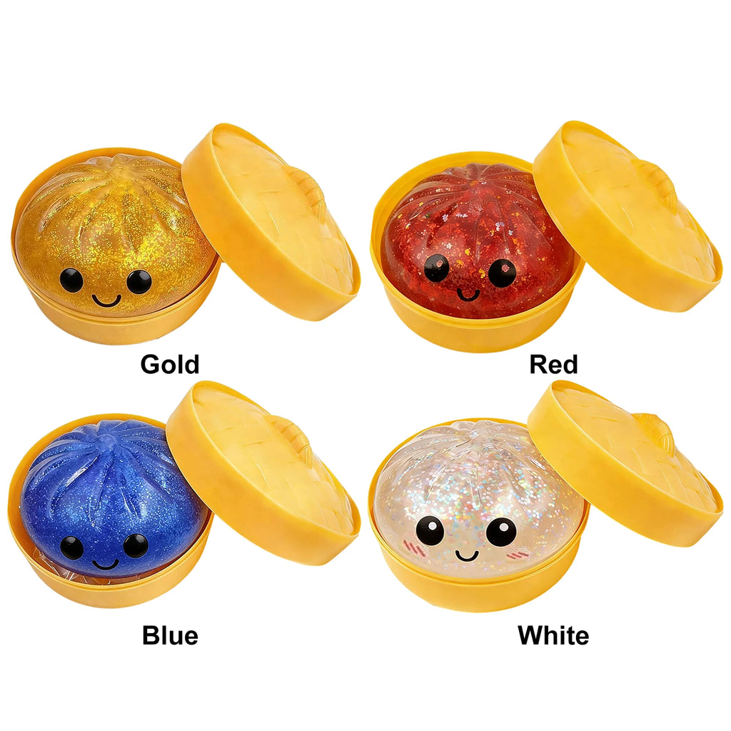 New 43 Styles Glitter Dumpling Glitter Dumpling Squishy with Box Dumplings Sensory Squeeze Toy for Stress Relief Anti-Anxiety Qme