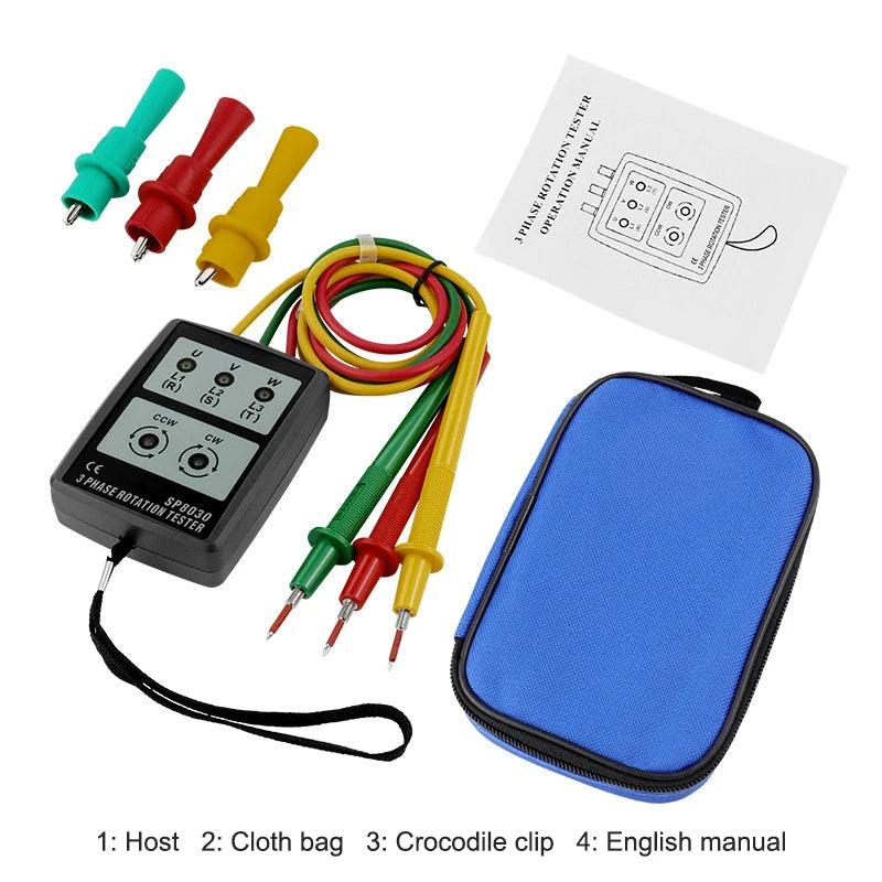 3 Phase Alternating Current Phase Meter Phase Detector Rotation Tester Phase Indicator Digital Phase-order Indicator. Qme