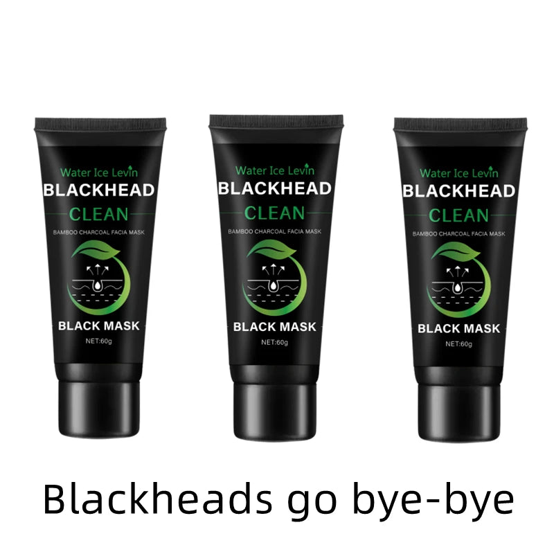 Bamboo Charcoal Fiber Mask Blackhead Removal Deep Mask Deep Cleansing Cleansing Exfoliating Mask Treatment Black Mask Qme Three bottles