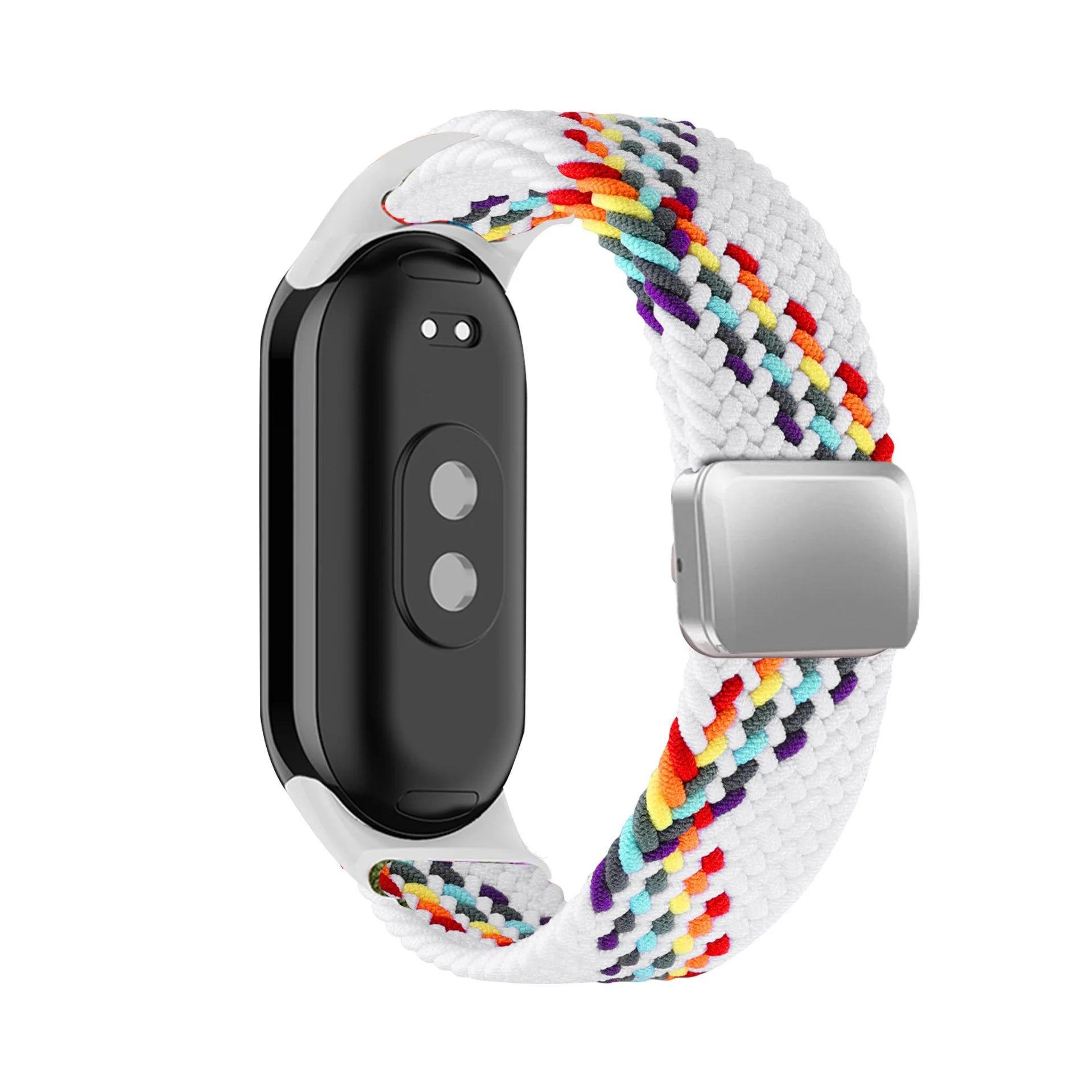 Breathable Elastic Nylon Braided Magnetic Watch Strap Adjustable Replacement Wristband For Xiaomi Watch 8 9 10 Accessory Qme White rainbow XiaoMi 10 9 8