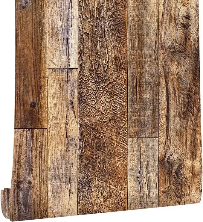 Blue Distressed Wood Wallpaper Thickening Vinyl Self-adhesive Qme Brown yellow 600cmx45cm