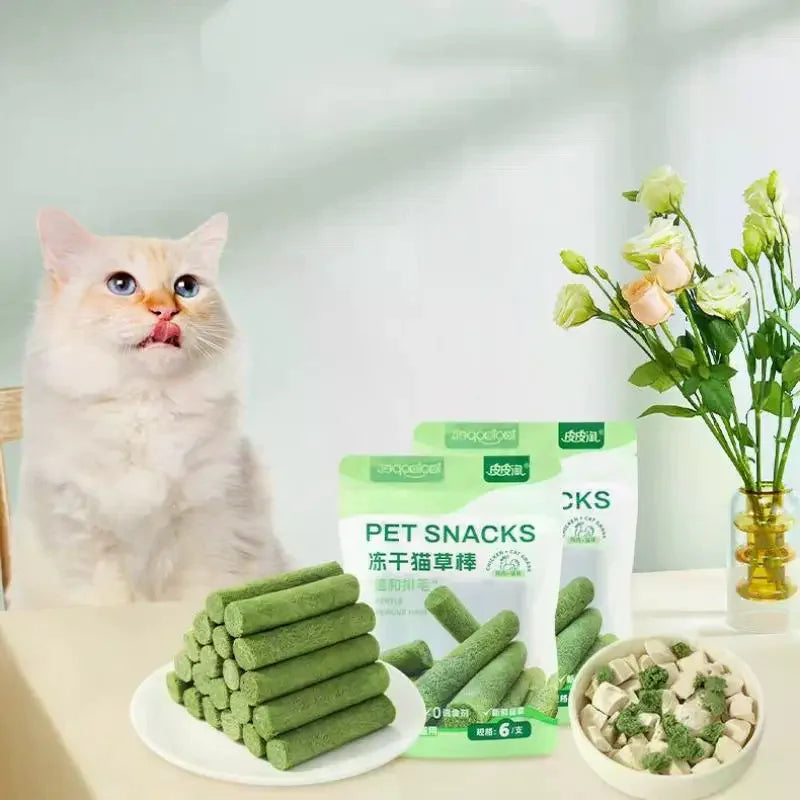 6/18Pcs Cat Grass Teething Sticks Chew Toy Gentle Healthy Hairball Removal Cat Grass Stick Pet Snacks Teeth Grinding Stick Qme