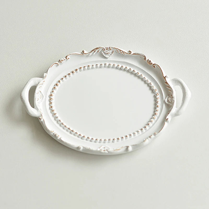 European Retro Mini Jewelry Tray Necklace Rings Displays Showing Qme White