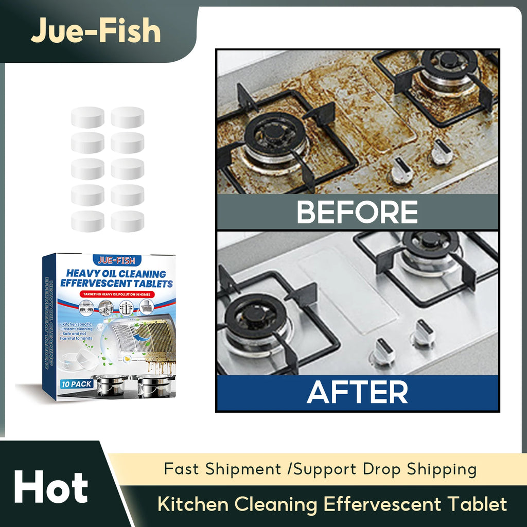Kitchen Grease Cleaning Tablet Range Hood Stove Oven Washing Heavy Oil Stains Dirt Removal Degreasing Kitchen Detergent Tablets Qme