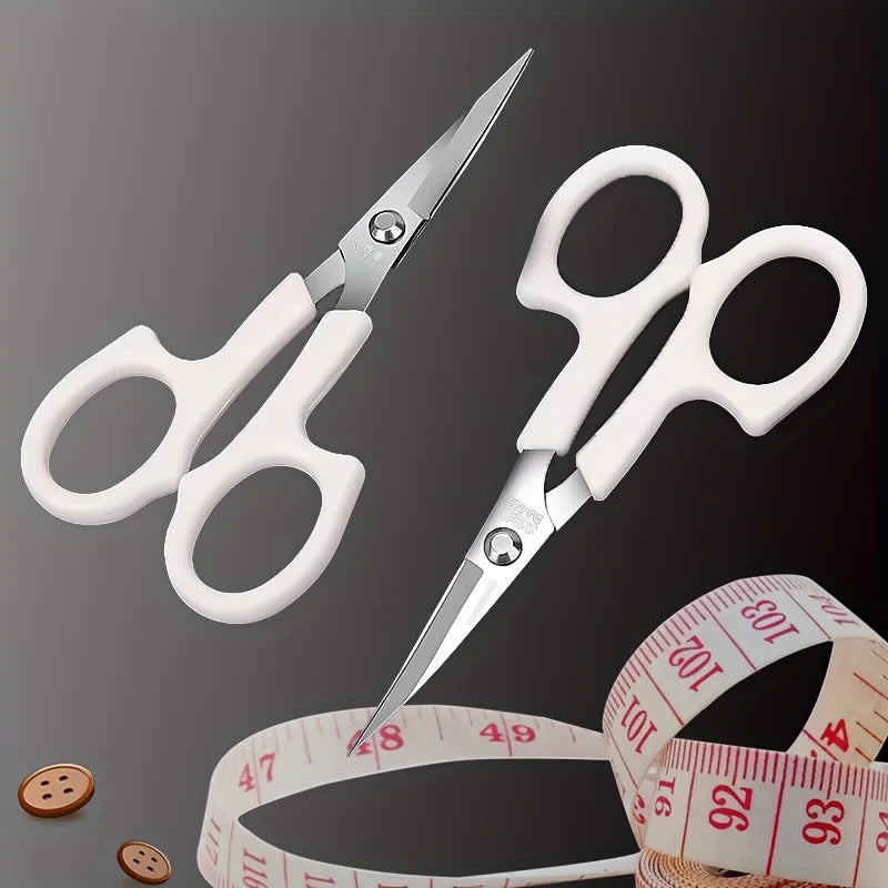 White Handle Embroidery Scissors, Stainless Steel Sharp Tip Sewing Scissors for Cross Stitch, Needlework, DIY Crafts, Thread Cut Qme