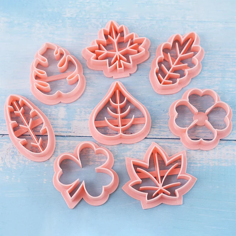 8 Pieces Cute Leaves Cookie Cutters For Baking Cookie Mould Press Leaves Cookie Mould Set Kitchen Tools Plastic Cookie Stamps. Qme