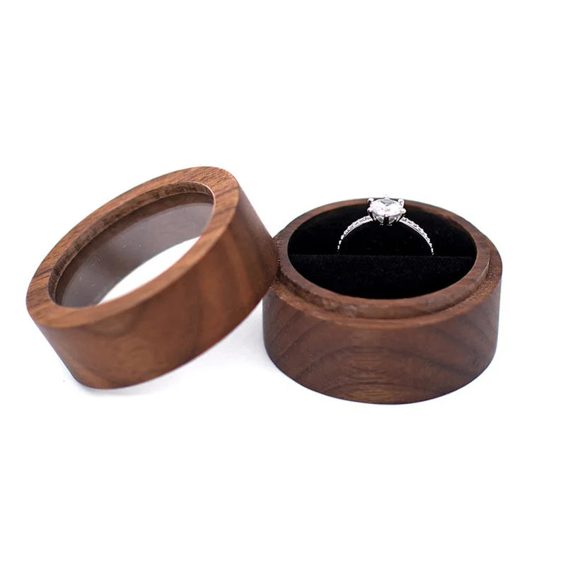 Hot Sale Solid Wood Jewelry Organizer (Black Walnut) - Jewelry Display for Earrings Couples Rings Jewelry Case Valentine Gift Qme Win-Round Blk Single