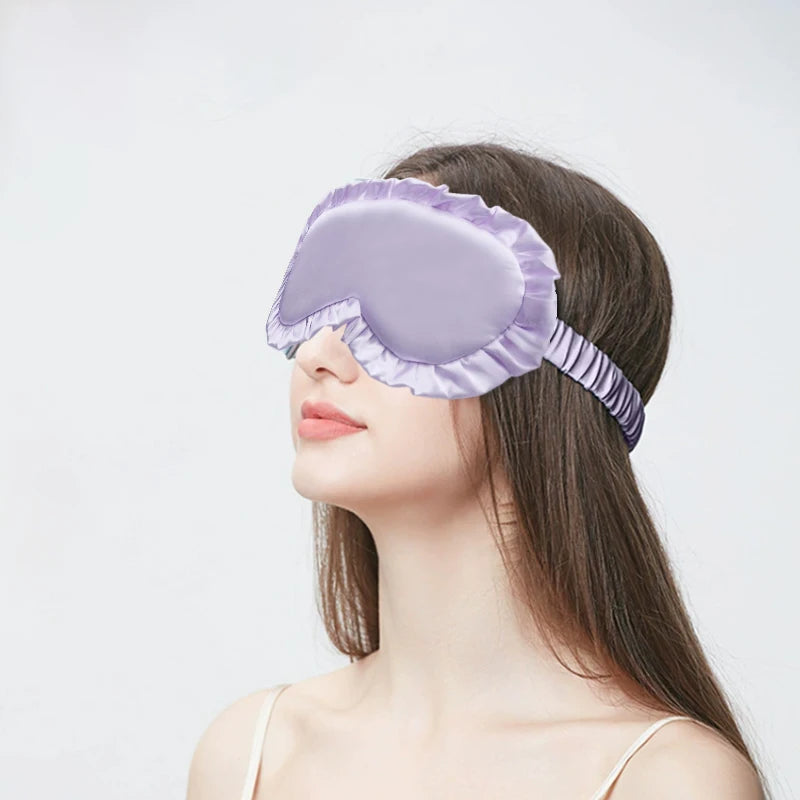 Silk Ruffle Sleep Eye Mask Protection Travel Soft Sleeping Shading Qme