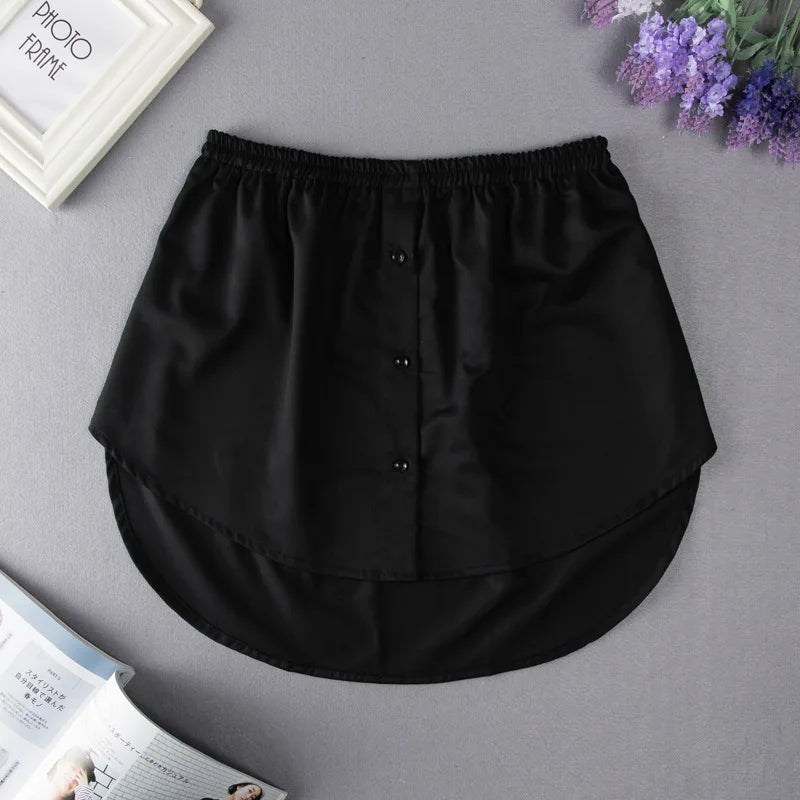 S-5XL Women Fake Shirt Hem Detachable Underskirt Irregular Skirt Tail Blouse Hem Extender Mini Skirt Layered Inner Layer Qme BK 5XL