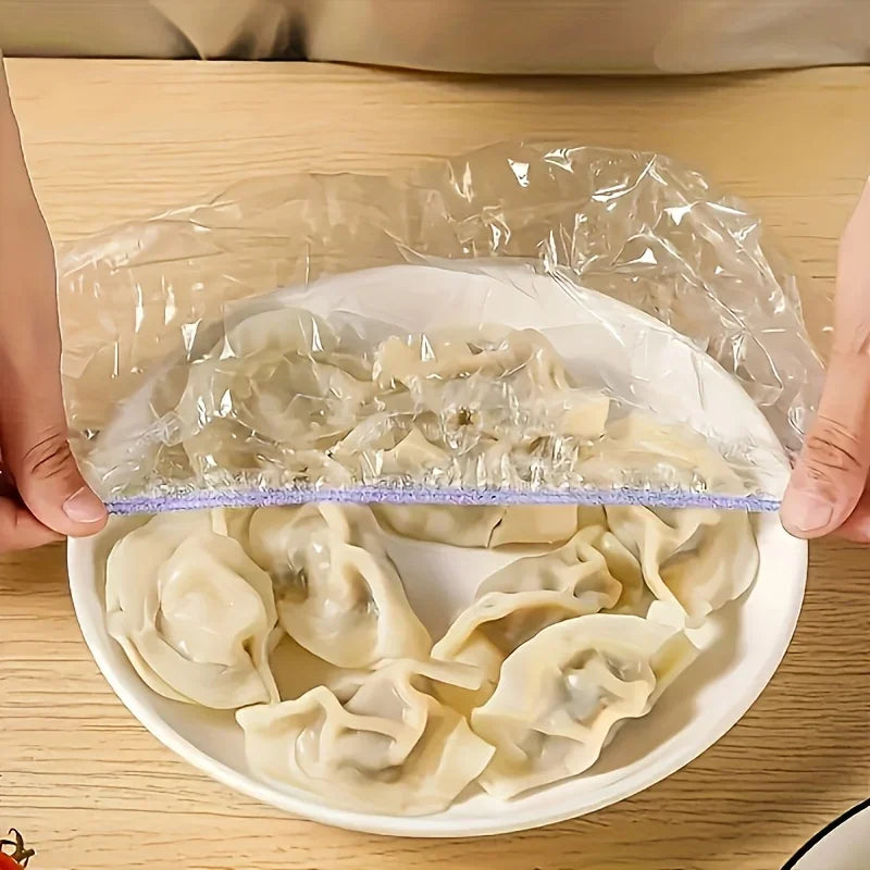 100pcs (100 Sheets) Disposable Food Grade Plastic Wrap Cling Film - Individual Pack, Hygienic Cover for Leftovers, Takeout Qme