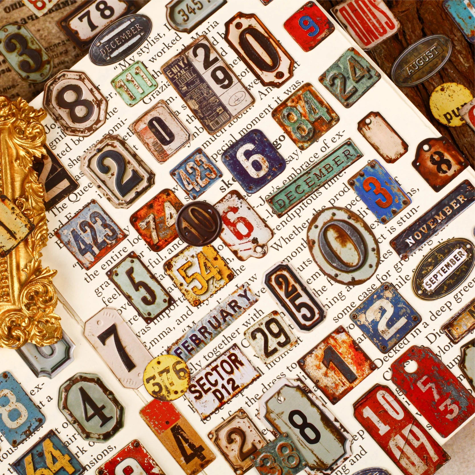 24 Pcs Retro Alphabet, Number & Symbol Label Stickers Sticker Pack Scrapbooking Diary Vintage Decoration Junk Journal Stickers Qme