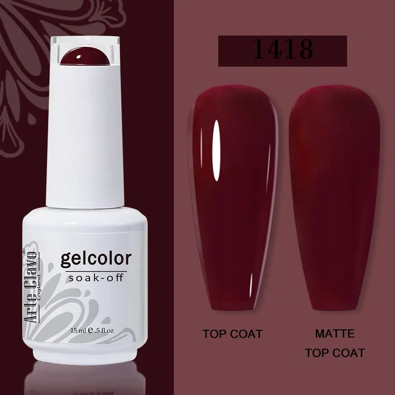Arte Clavo15ml Gel Nail Polish Burgundy Red Brown Chocolate Art Soak Qme