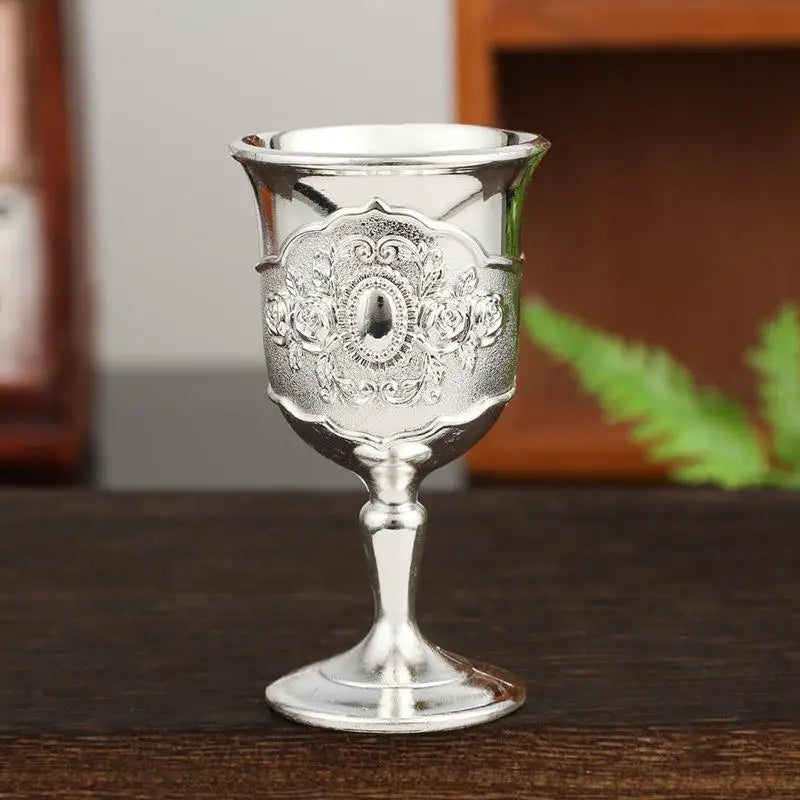 European White Wine Cup Vintage Glass Classic Metal Drinkware Goblet Qme Noble Silver