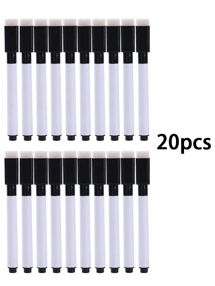 Magnetic Whiteboard Markers 20/100 Pack - Fine Tip Dry Erase Markers With Eraser Cap, Low-Odor Black Markers for Office/Home Qme 20 Pcs black