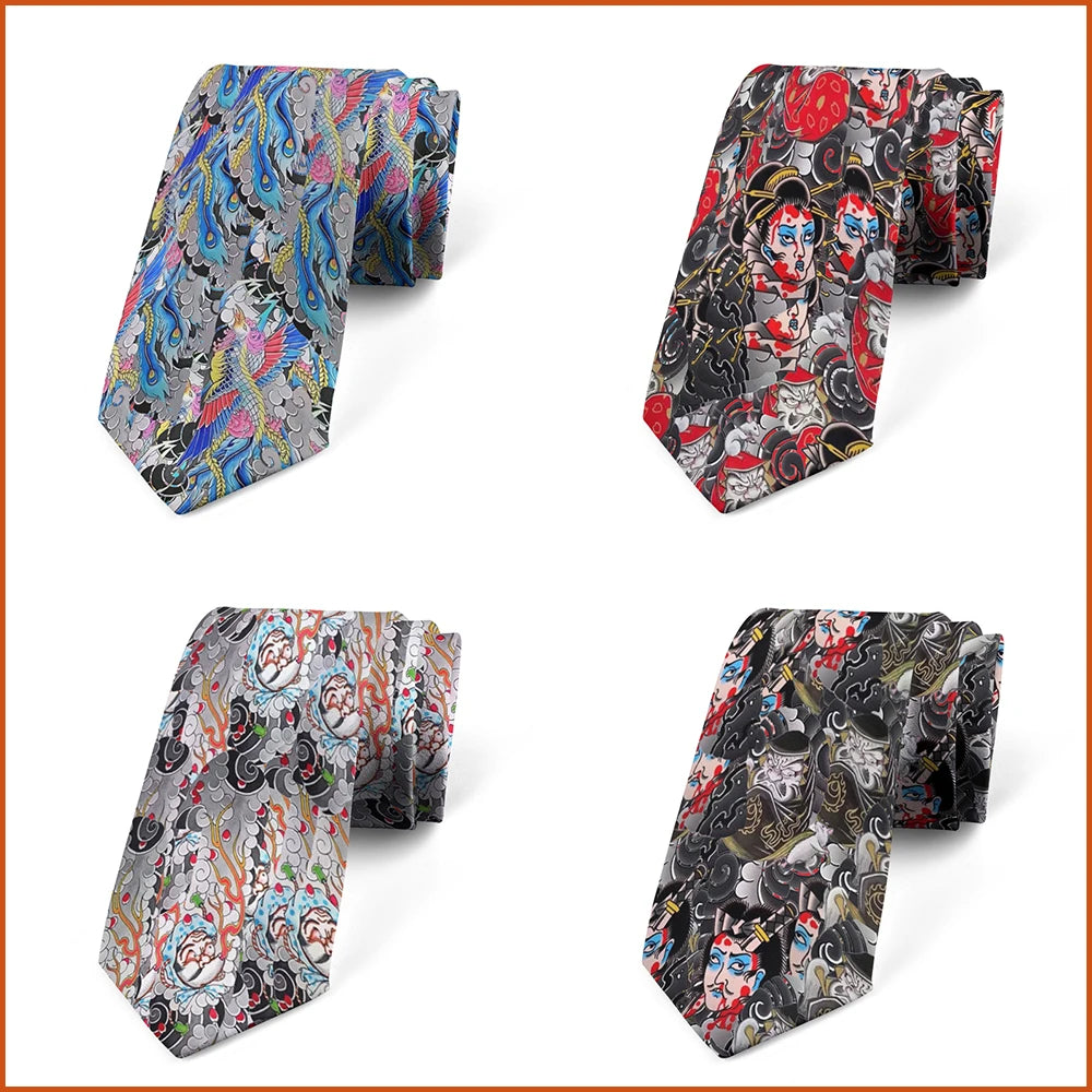 Fun Printing Men's Business Tie Tattoo Pattern Personality Unisex Qme