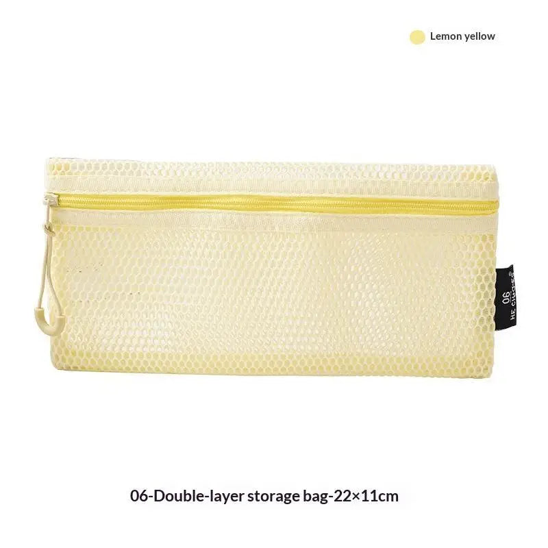 Breathable Mesh Zipper Storage Pouch Visible Large Capacity For Stationery Cosmetics Cables Travel Qme D