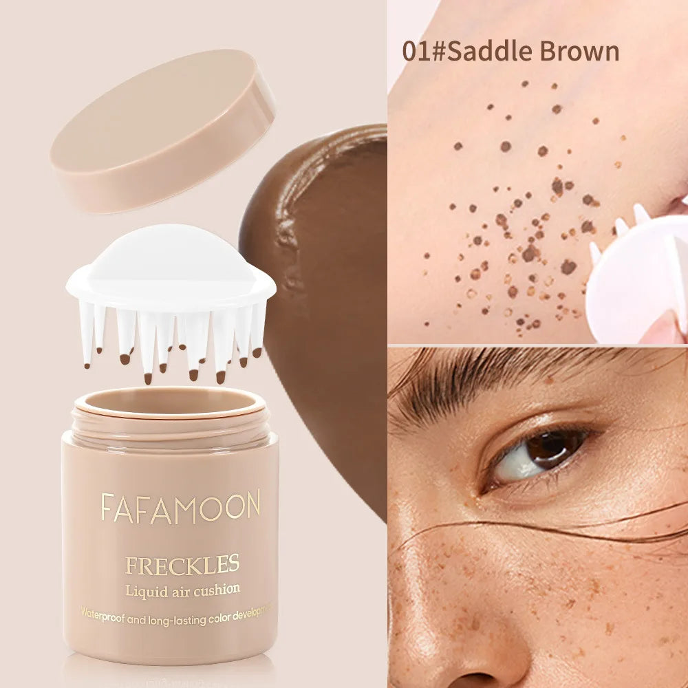 Face Body Freckled Stamp Kit Lifelike Freckle Natural Simulation Fake Dot Spot Comb Seal Air Cushion Freckle Waterproof Makeup Qme 01 saddle Brown