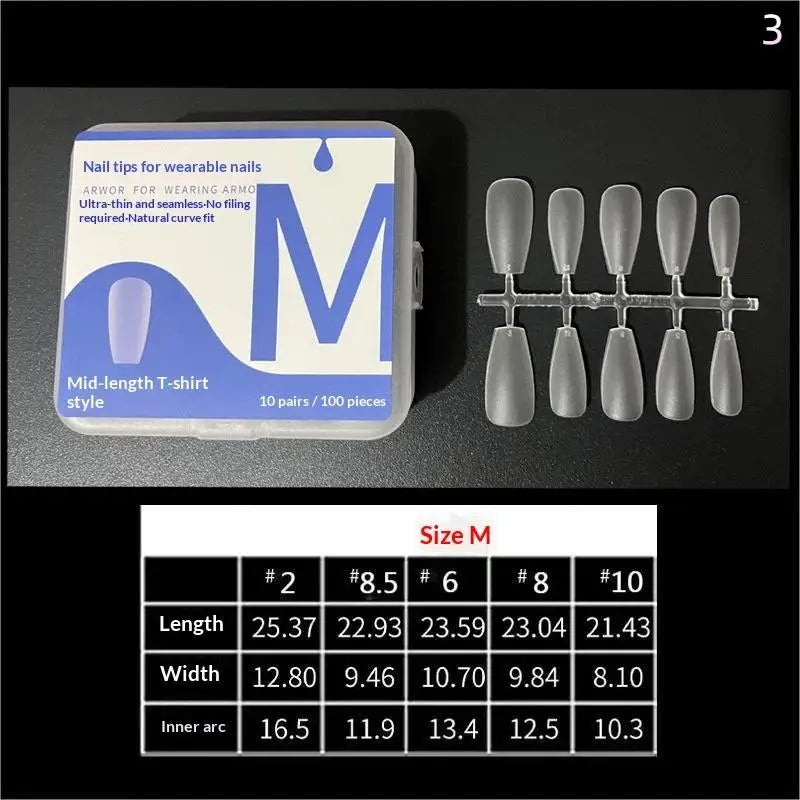 Box Nails Tips Coffin French Full Cover Medium Short NO Polishing Qme 3