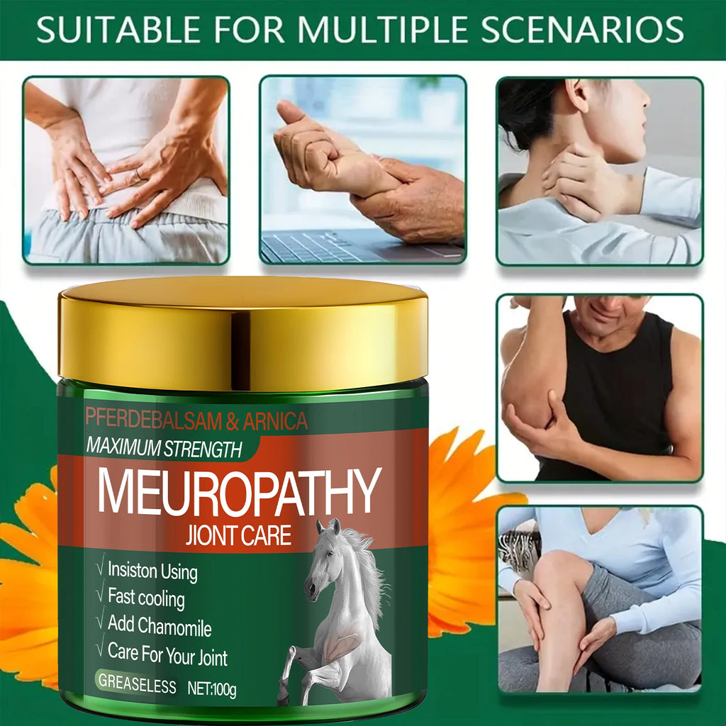 Pferdebalsam & Arnica Neuropathy Joint Care - Maximum Strength, Fast Cooling & Greaseless Formula. Qme