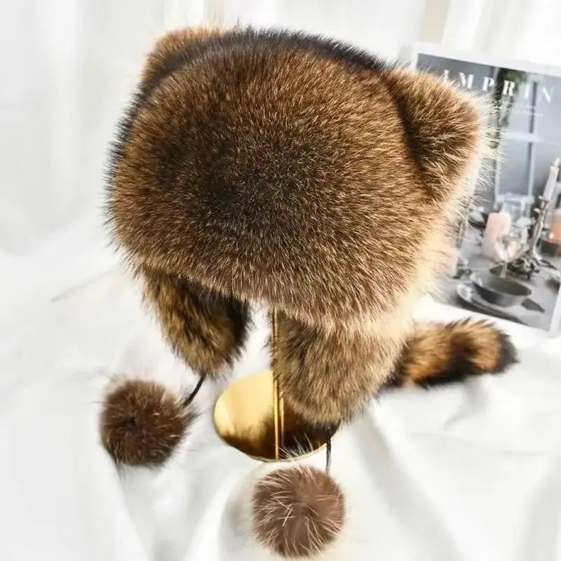 Winter Raccoon Hat Ear Protection Mink Lei Feng Warm Children's Qme