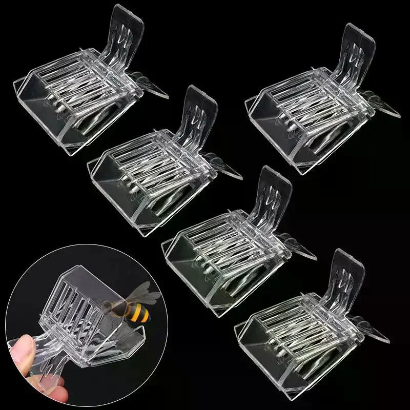 3/5 Transparent Clip-on Bee Cages, Plastic Clips, Queen Cages, Bee Catchers, Beekeeping Tools Qme