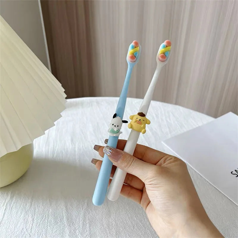 Hello Kitty Kuromi Soft-Bristle Toothbrush Couples' Set Student Cartoon Jade Tooth-Protecting Toothbrush Qme 3