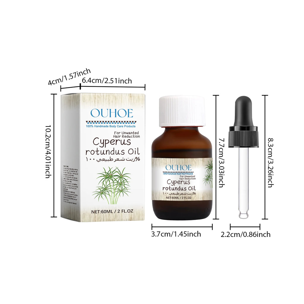 Pure Cyperus Rotundus Oil for Hair Removal Reducing Armpit Legs Arms Body Hair Inhibitor Smooth Body Skin Hair Removal Oil Qme
