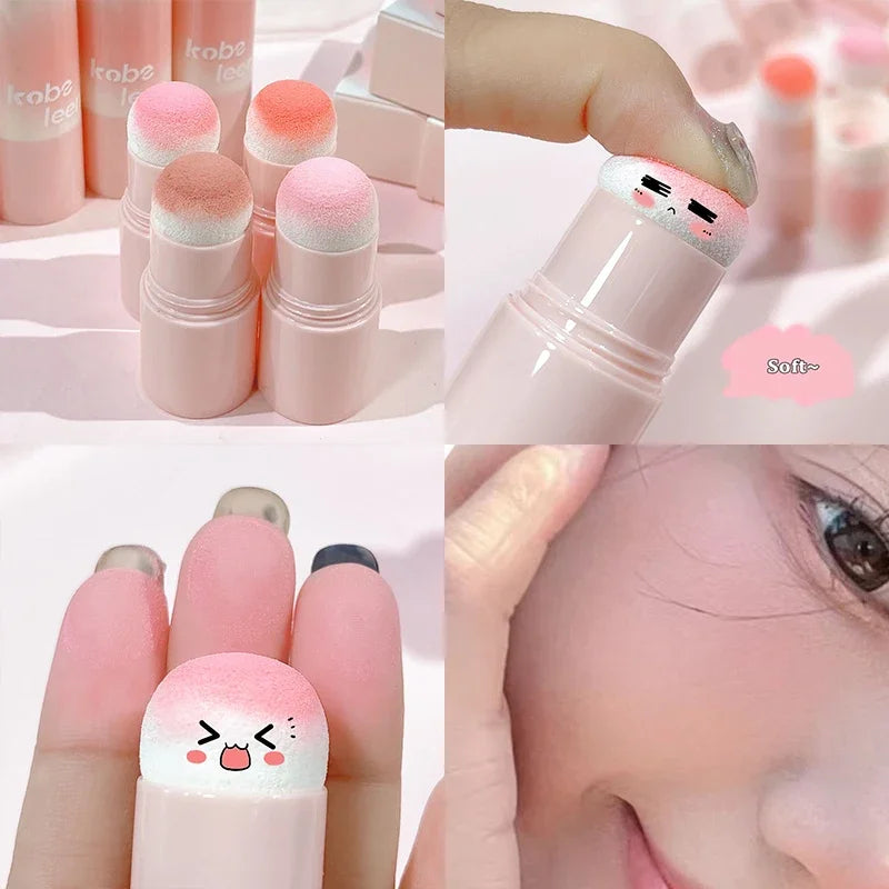 Double-ended Blush Stick Soft Face Brightening Contouring Shadow Blusher Powder Peach Pink Cheek Tint Korean Makeup Cosmetics Qme