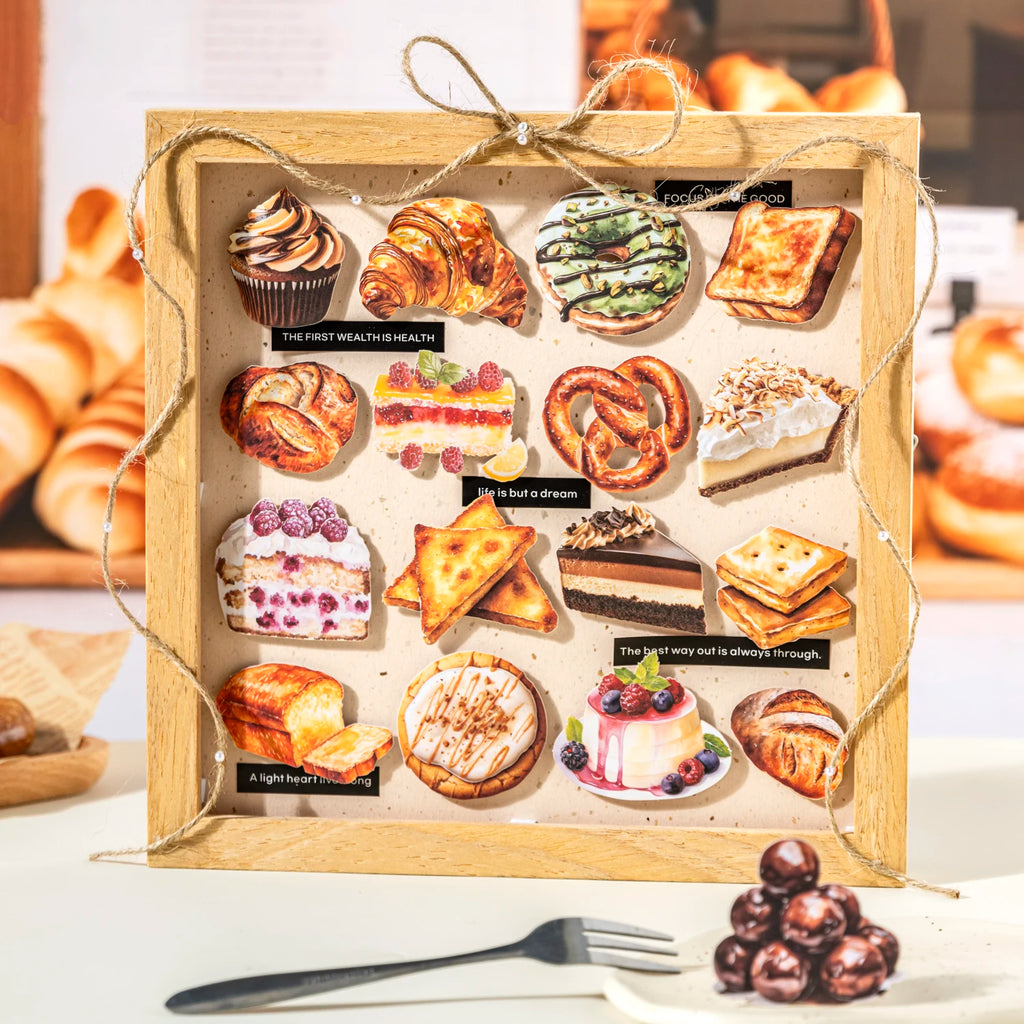40 Sheets/Bag Food Dessert Baking Theme Stickers No White Border for Journal Scrapbook DIY Phone Case Decoration Qme