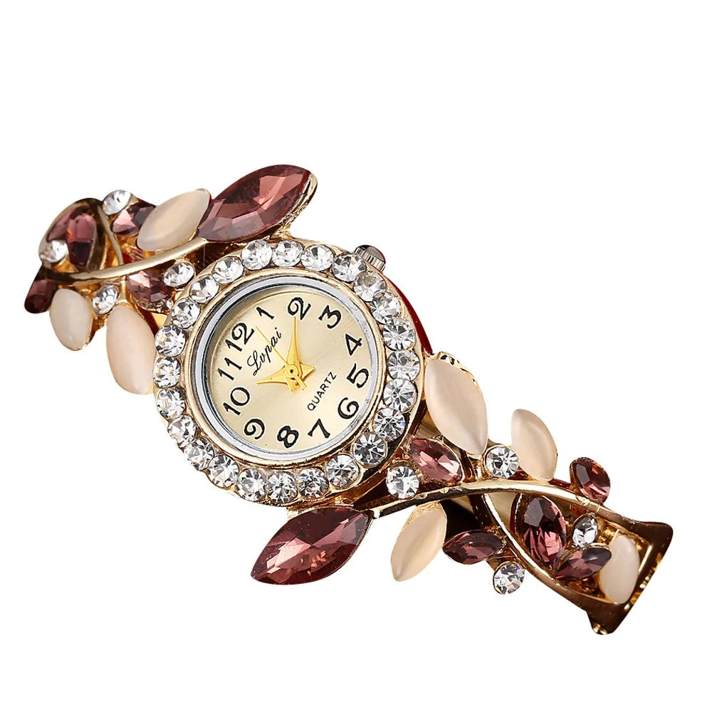 Girls’ Flower Alloy Band Beautiful Exquisite Stainless Stain No Waterproof Quartz Watch Fashion And Casual Luxury Bracelet Watch Qme
