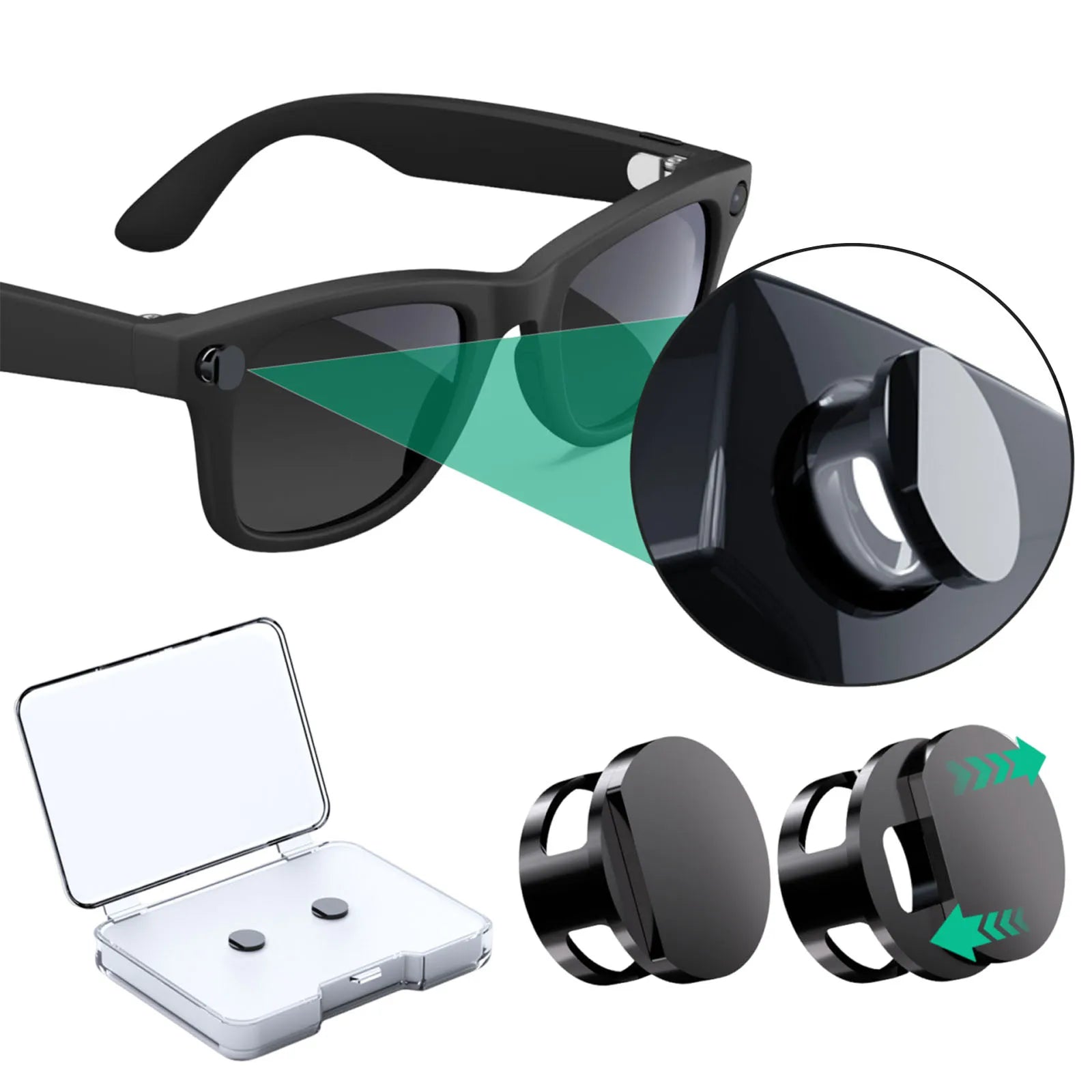 2-6PCS LED Light Dimming Blocker Cover for Meta Glasses's Camera Lens Protect Covers with Box for Meta Smart Glasses Accessories Qme