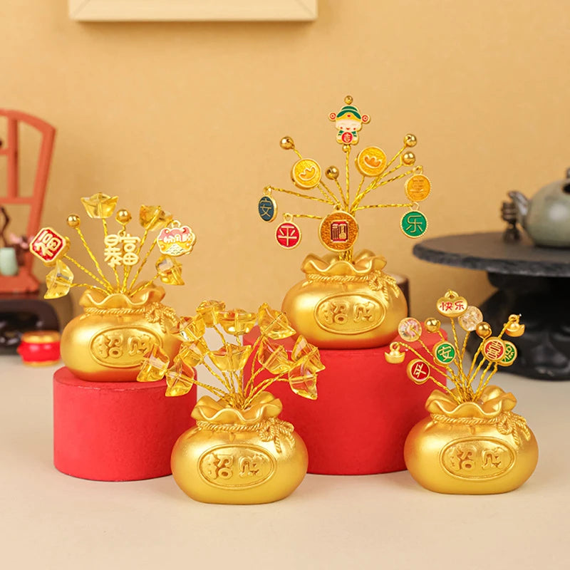 Chinese Year Money Tree God Feng Shui Fa Cai Lucky Fortune Miniature Qme