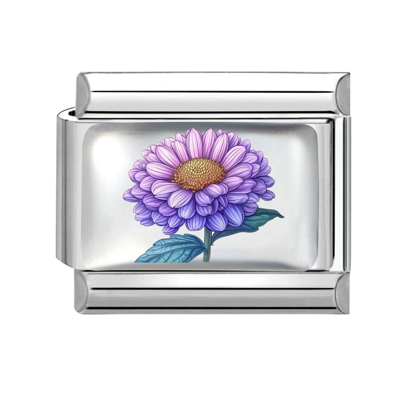 Fashion African Daisy Iris Peony Rose Flower Butterfly Italian Charm Fit 9MM Stainless Steel Bracelet Women Men DIY Jewelry Gift Qme Style 5