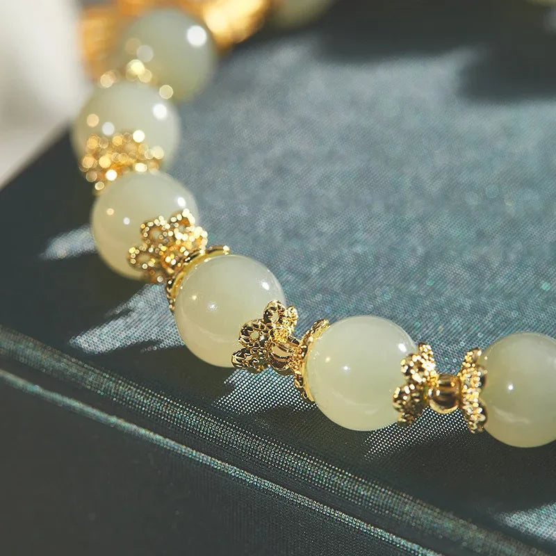 b05 Fashion Creative Lucky Imitation Hotan Jade Bracelet Vintage Light Handmade Jewelry Bracelet Women's Girls Jewelry Gift Qme