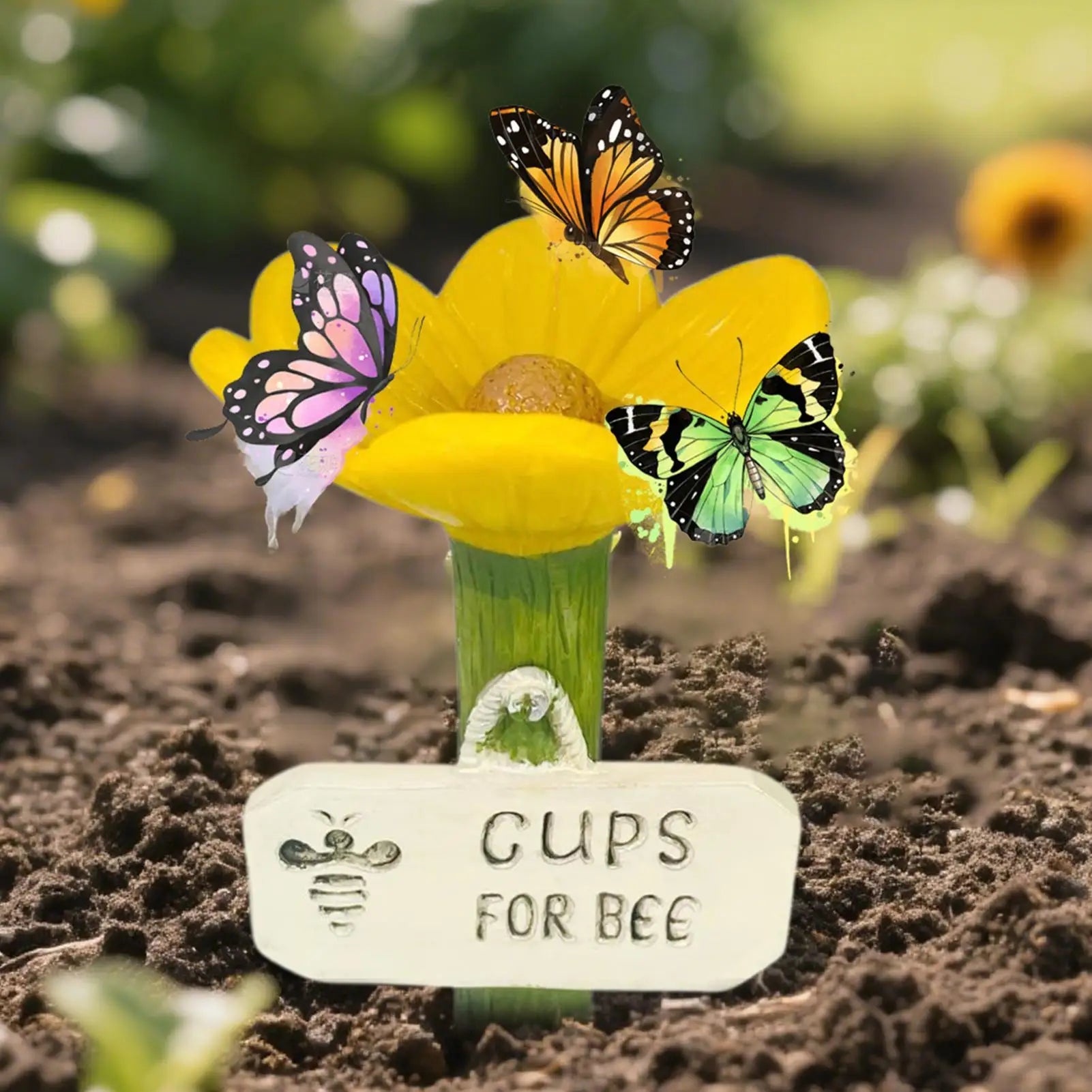 Bee Waterers Garden Flower Shaped Feeder Drinking Cups Colorful Qme