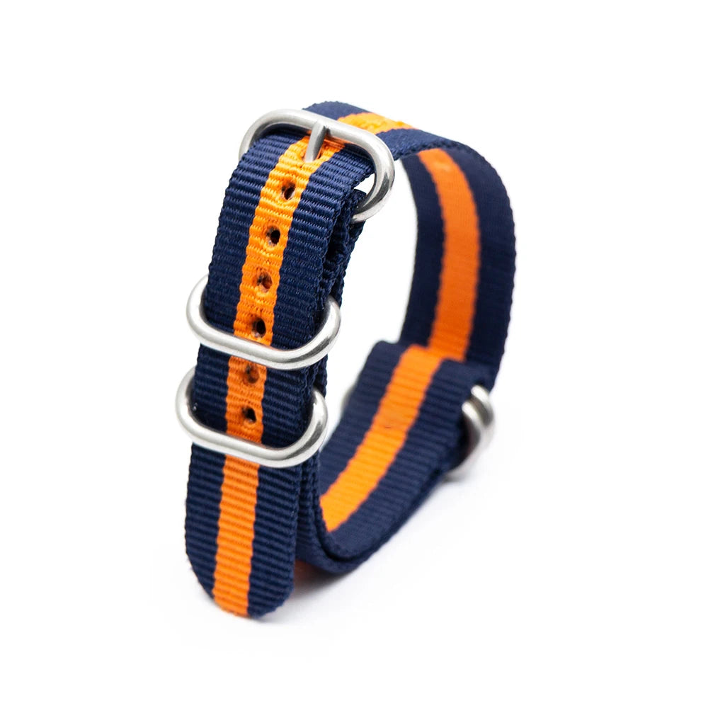 Durable Nylon Watch Strap Army Sport Style Watch Band 18/20/22/24MM 41 Colors Replacement Watch Accessories Qme 2Blue 1Orange 24mm