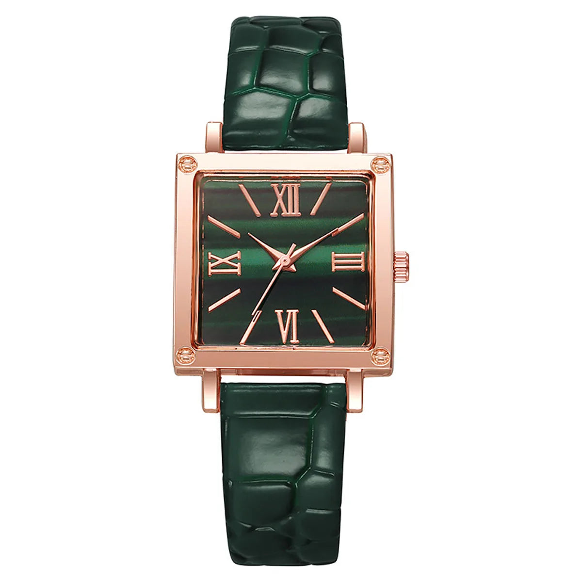 1pc-Fashionable and Minimalist Women's Square Belt Quartz Watch, Retro High-end Roman Watch Qme style 4