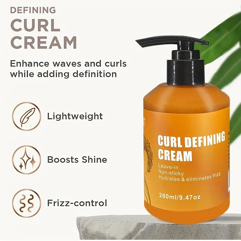 GZE Curl Defining Cream Leave-in Non-stick Hydrates & eliminates frizz, Hair-Smoothing Anti-Frizz Cream to Define All Curl Types Qme