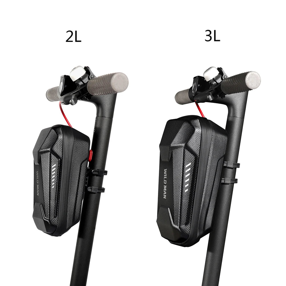 4-2L WILD MAN Electric Scooter Front Storage Bag Hard Shell Bag Large Capacity Waterproof Skateboard Hanging Case for M365 Pro Qme