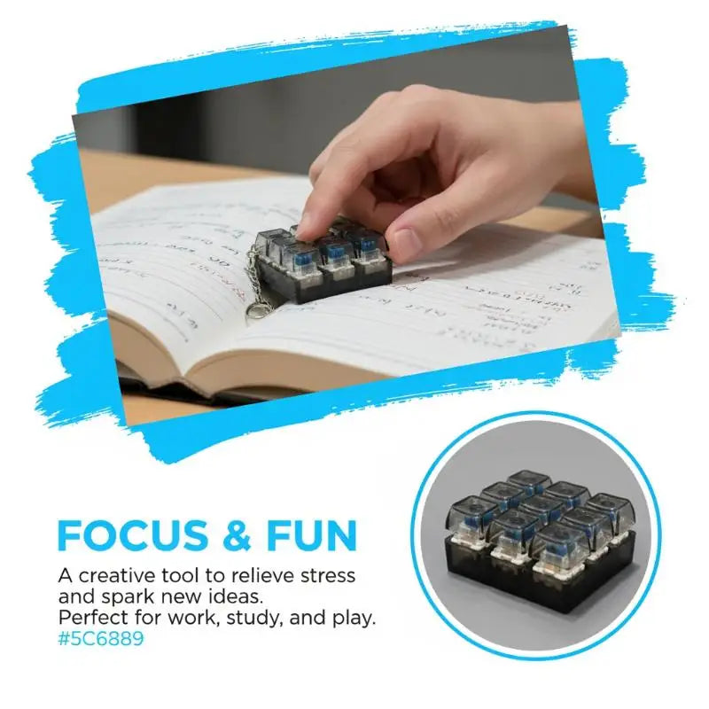 Nine Key Mechanical Keyboard Fidget Toy Keychain Stress Relief Qme