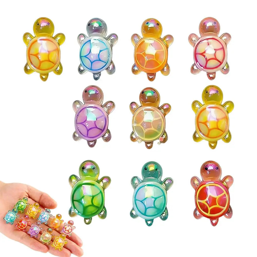 10Pcs Cute Mini Laser Turtle Ornaments Cute Mini Turtle Miniatures Micro Landscape Kids Toys Home Decor Gift New style Qme