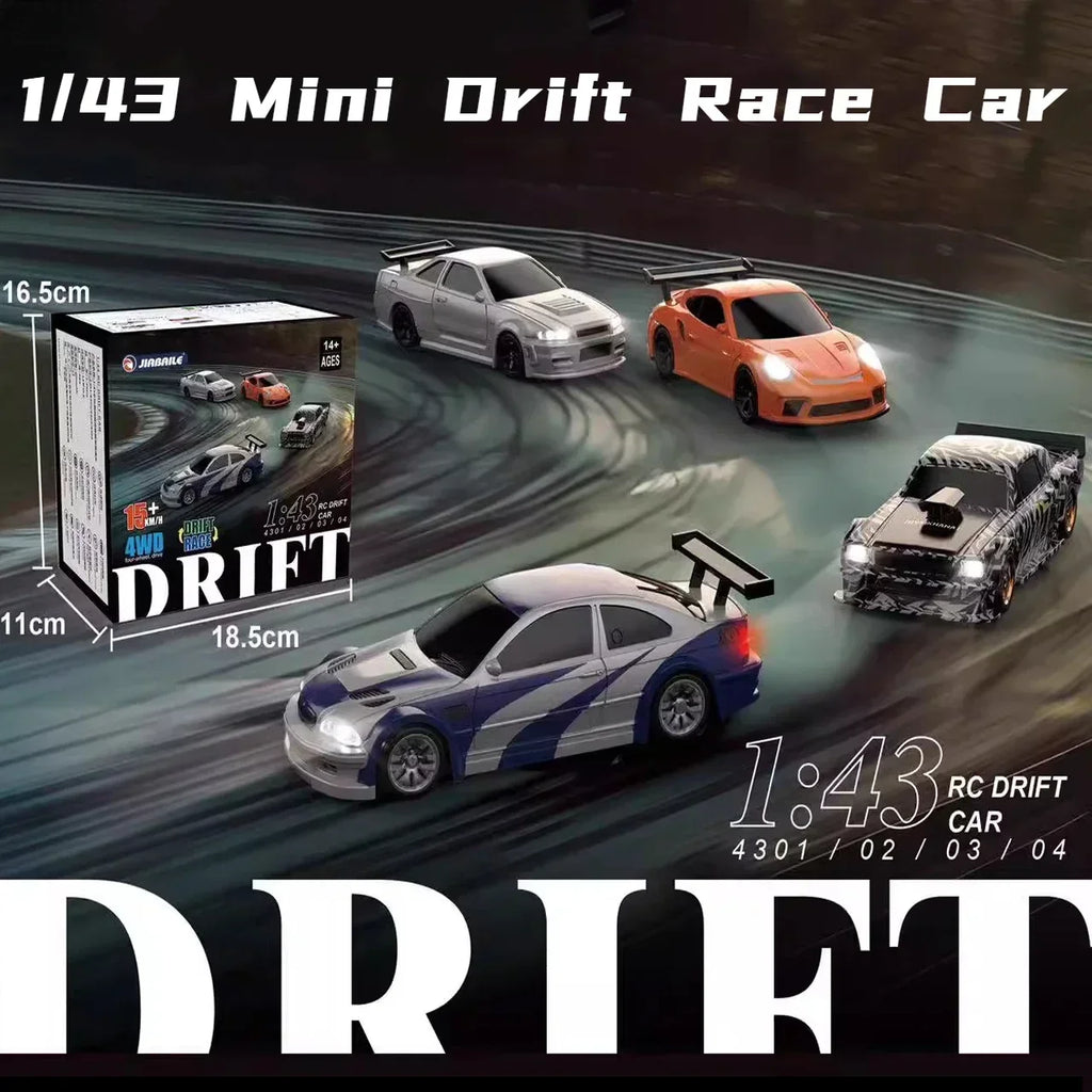 2.4G RC Drift Car 1/43 4WD Remote Control Car High Speed Four Wheel Drive Radio Controlled Mini Racing Car Model Boys Toys Gifts Qme
