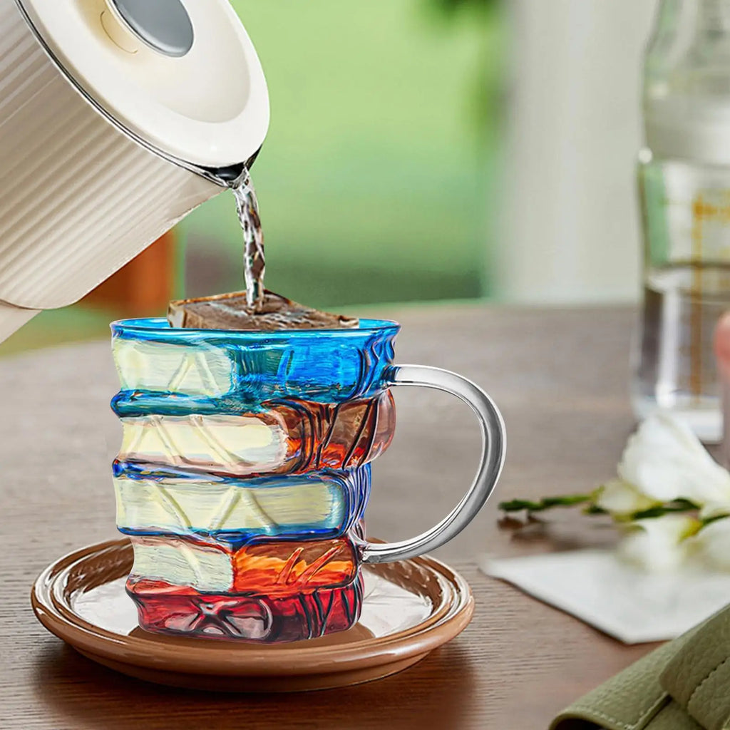 1pc Painted Book Mug Glass Book Mug Coffee Drinking Cups Funny Decor Vintage Drinkware Home Decor Desk Accessories Water Cup Qme