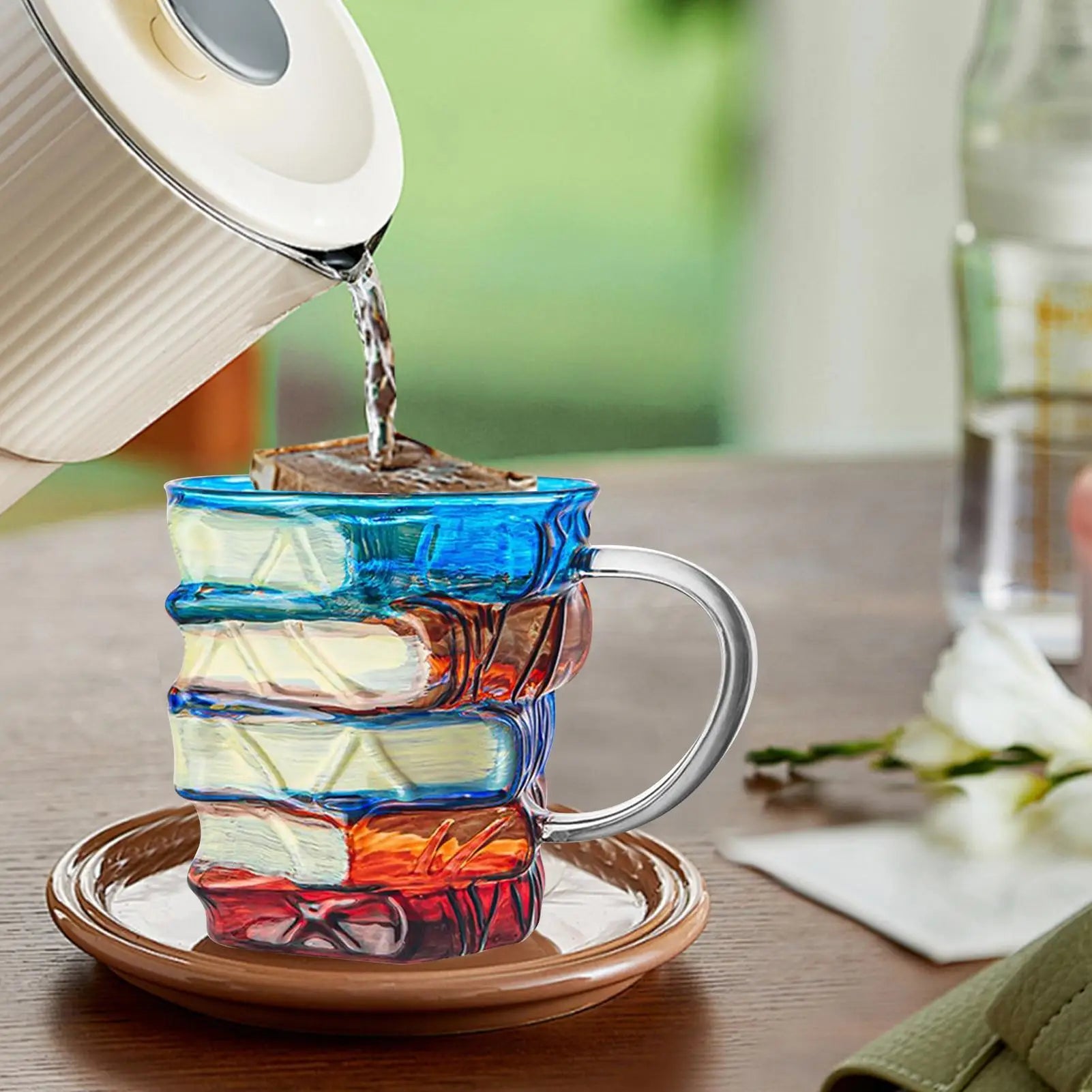 1pc Painted Book Mug Glass Book Mug Coffee Drinking Cups Funny Decor Vintage Drinkware Home Decor Desk Accessories Water Cup Qme