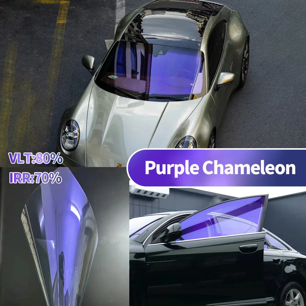Purple Chameleon Film High Definition Window Tint Film High Insulation Windshield Tint Chameleon Tint Film For Car Window Qme 50cmX100cm