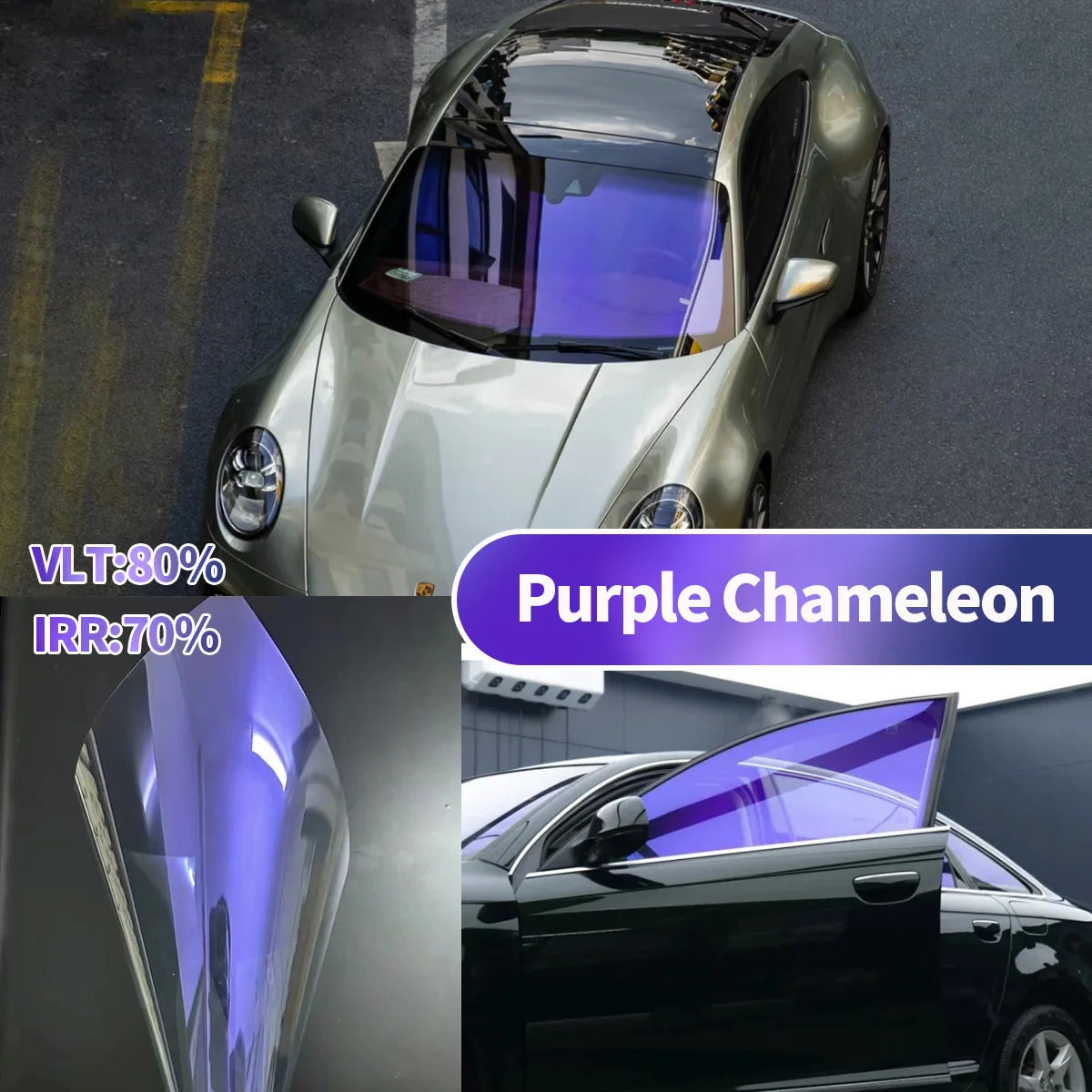 Purple Chameleon Film High Definition Window Tint Film High Insulation Windshield Tint Chameleon Tint Film For Car Window Qme 50cmX100cm