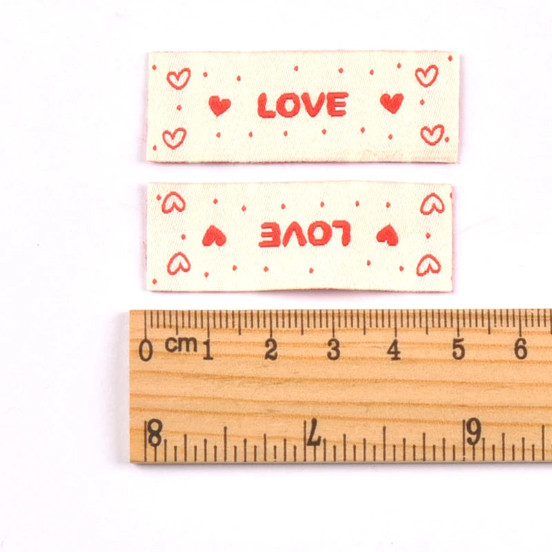 20pcs 18-53mm Assorted Cute Cherry Peach Fabric Labels, Handmade Sew On Tags for DIY Clothes Bags Crafts cp4301 Qme 50x18mm-6