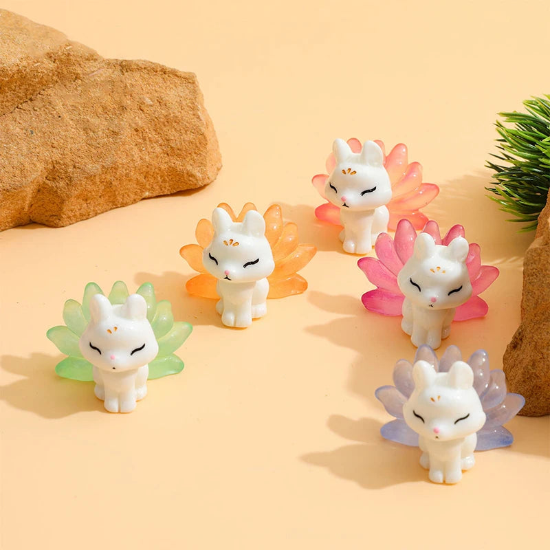 Luminescent Cartoon Fox Figurine DIY Micro Landscape D Cor Unique Qme