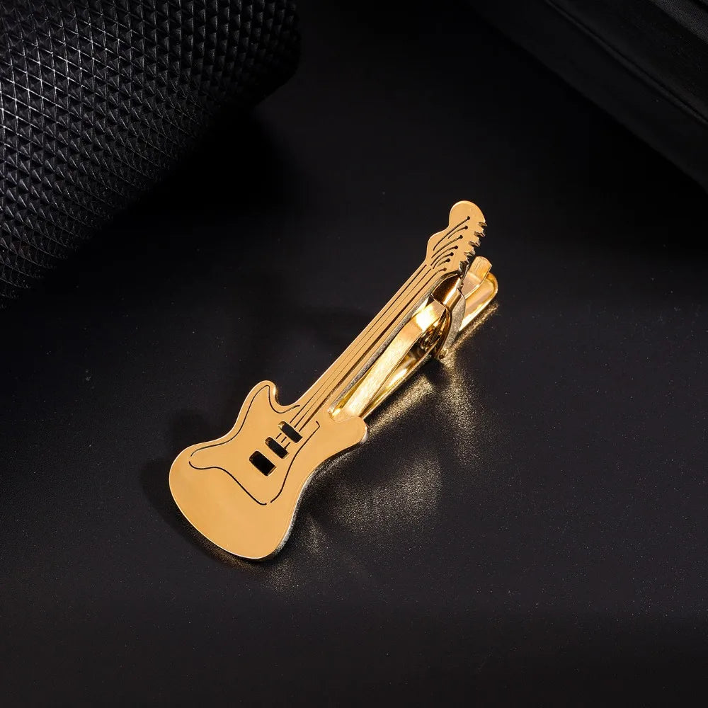 Treble Clef Guitar Tie Clip Titanium Steel Punk Music Note Pin Qme Style 11