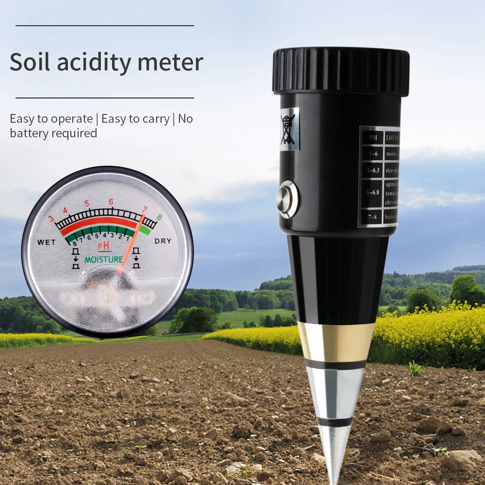 Soil Moisture PH Meter Acidity Humidity Tester Metal Sensor Probe 3 Qme